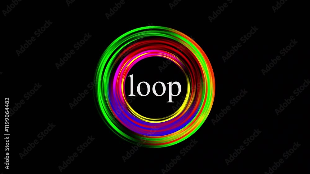 Poster a dynamic, futuristic background with glowing neon circles in motion, set against a dark backdrop. t