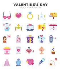 Set of Valentine'S Day icons. Vector Illustration.