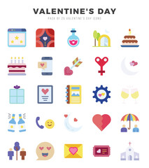 Valentine'S Day icons set for website and mobile site and apps.