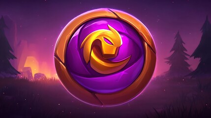 A glowing circular emblem with a golden dragon intertwined around the perimeter, highlighting a central area for text