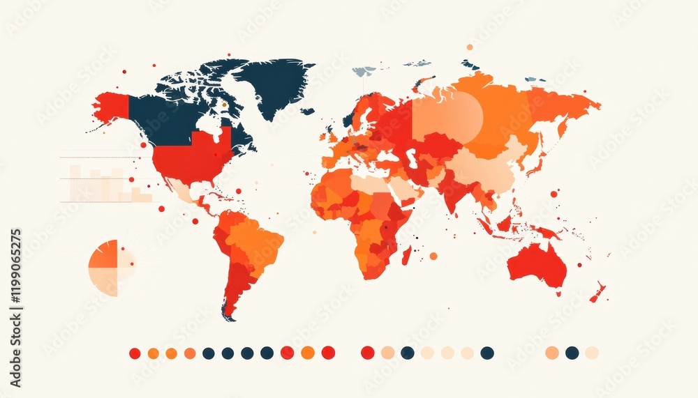 Poster global gdp analysis depicted through interactive data visuals, with pie charts, bar graphs, and glow