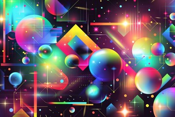 Abstract colorful geometric shapes glowing brightly, symbolizing creativity and modern design.