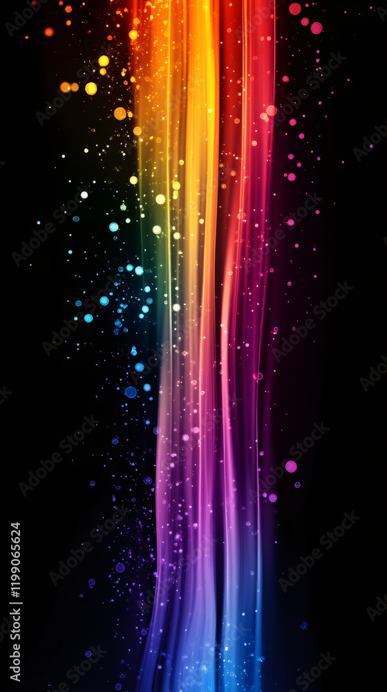 Fototapete Luminous color streams swirling dynamically against dark backdrop, generating energetic motion and visual complexity