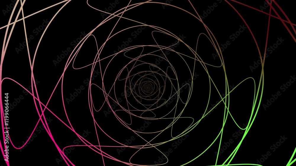 Poster a 4k abstract loop featuring a green neon rhombus tunnel, with glowing edges and dynamic movement. t
