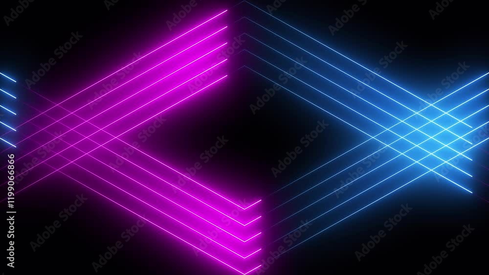 Poster a captivating abstract design featuring vibrant neon lines in red, green, and blue, creating a sense