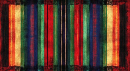 A colorful striped rug with a floral design