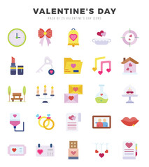 Valentine'S Day elements. Flat web icon set. Simple vector illustration.