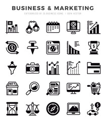 Set of Business & Marketing Icons. Simple line art style icons pack.