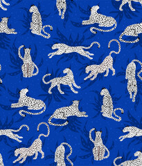 white leopards  seamless pattern, vector illustration repeat design print