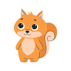 Cute cartoon squirrel. Vector illustration isolated on a white background.