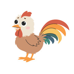 Cute rooster cartoon vector Illustration isolated on a white background.
