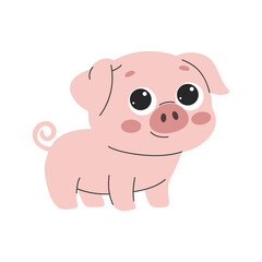 Cute piggy cartoon vector illustration isolated on a white background. Domestic Animal.Farm