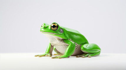 Obraz premium Green Frog on White Surface