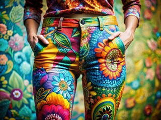 Colorful Jeans Fashion Portrait Photography, Vibrant Denim Portraits,  Style, Fashionable,  Jeans,  Close-up,  Stylish,  Trendy,  Modern,  Photorealistic, AI Art