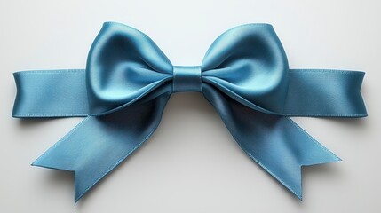 Elegant light blue satin ribbon bow isolated on white background. (2)