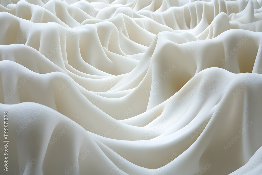 Aufkleber abstract image of creamy white fabric sculpted into undulating waves and folds, creating a textured 