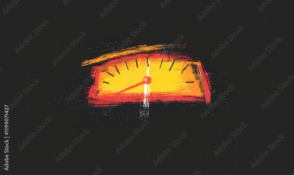 Poster dynamic illustration of a speedometer representing technology and performance metrics