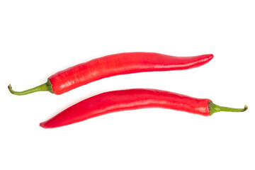 Red chilli pepper on white background.