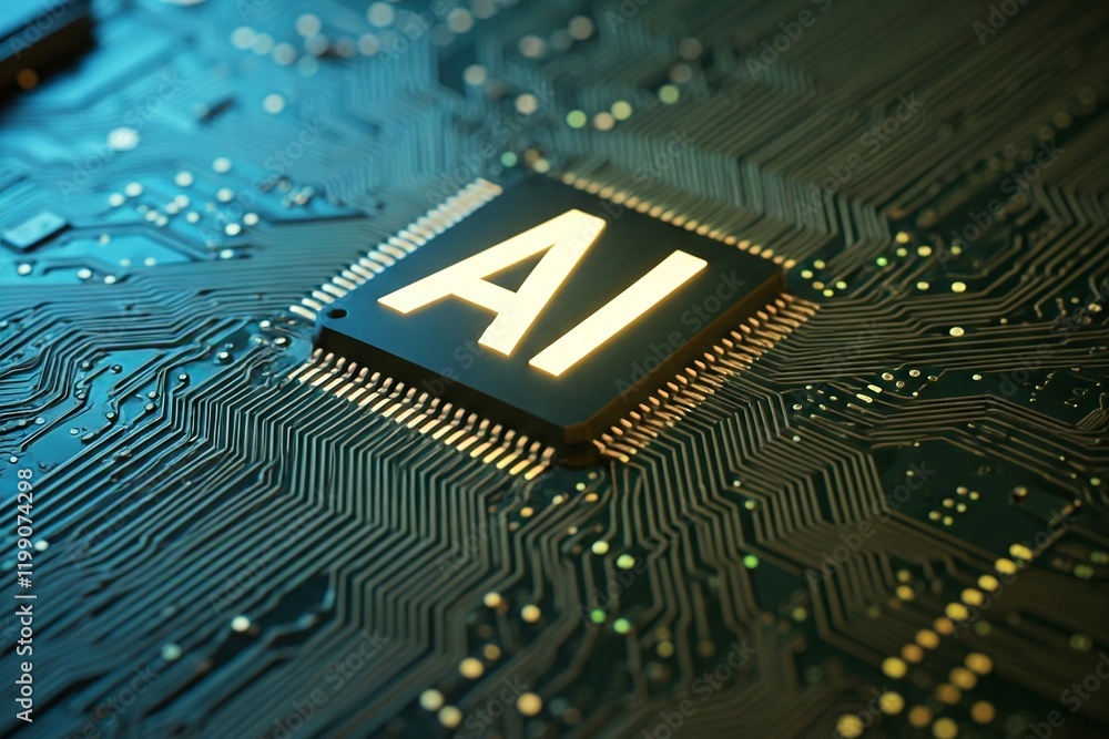 Poster a close-up of a microchip with 