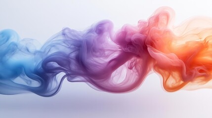 Abstract Colorful Smoke on White. Generative AI