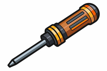 Vector illustration of a single detailed screwdriver icon on a white background