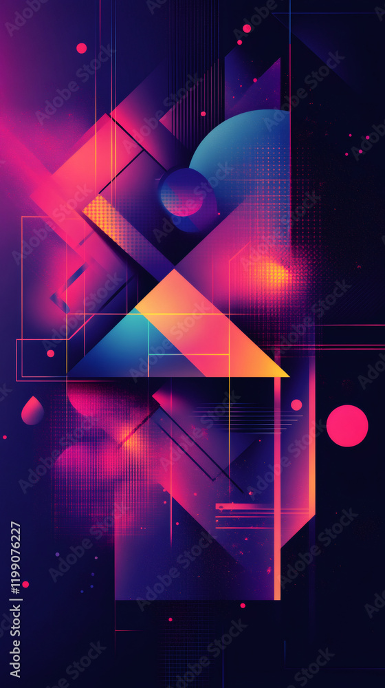 Aufkleber Colorful geometric shapes overlapping and intersecting, creating a vibrant and dynamic abstract composition