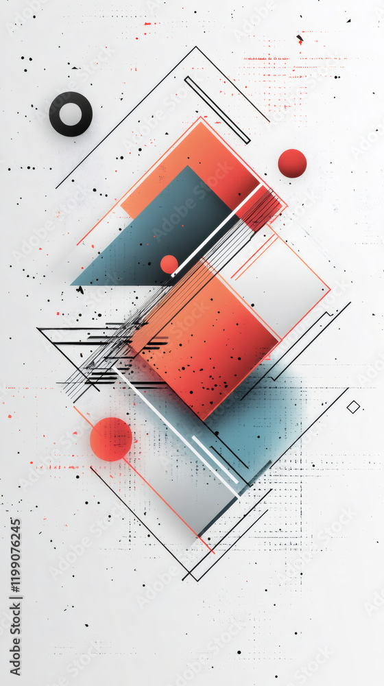 Aufkleber Geometric shapes intersecting, generating dynamic depth through bold, overlapping forms, reflecting contemporary abstract design aesthetics