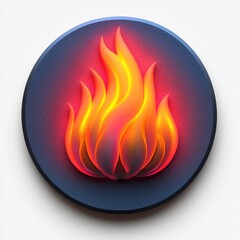 Abstract Fiery Flame Icon Glowing Ember Circular Design Bright Orange Red Yellow Hues
