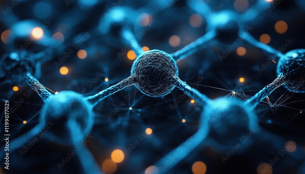 Aufkleber microscopic view of molecule structure with glowing connections