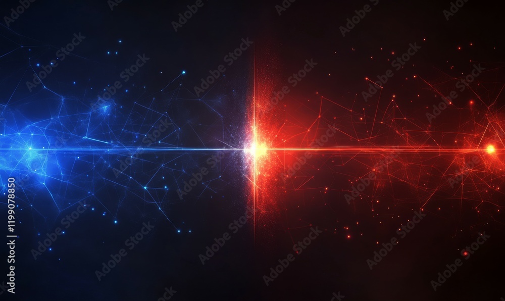 Poster futuristic speed motion with blue and red rays of light abstract background