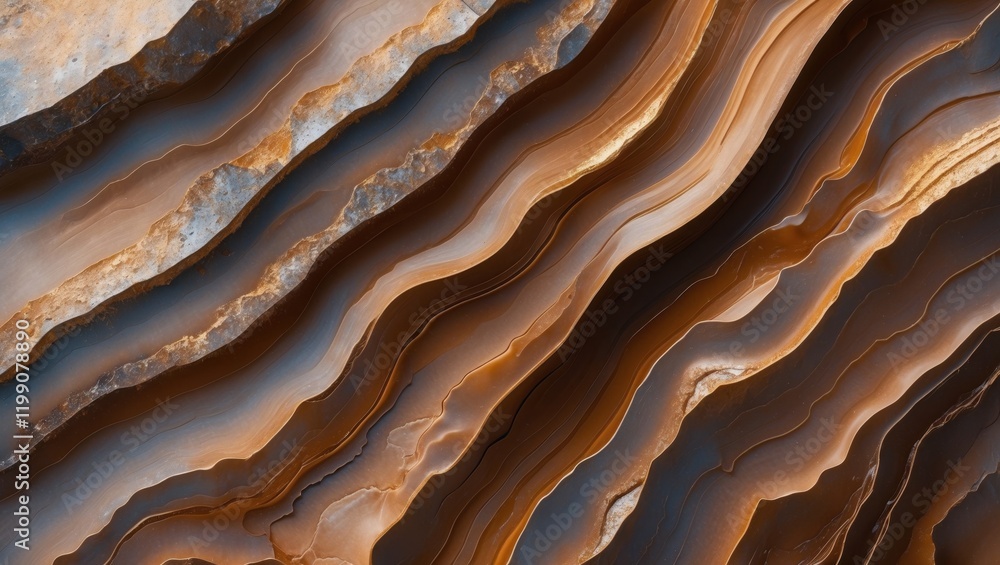Poster a close-up view of layered rock formations showcasing intricate patterns and earthy tones, highlight