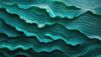 Obraz premium A mesmerizing pattern of layered teal waves, showcasing a blend of smooth curves and subtle textures.