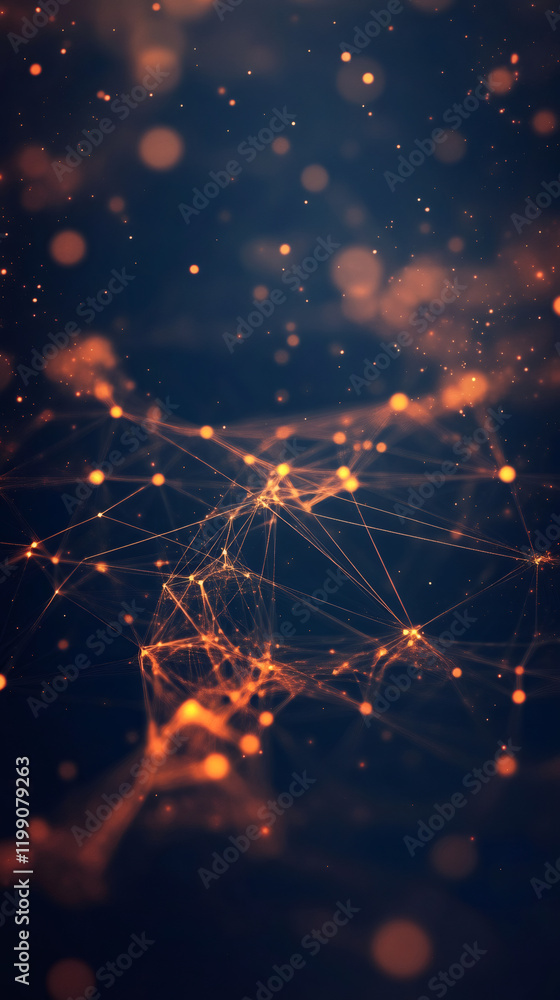 Aufkleber glowing network nodes interconnecting, forming luminous digital web visualizing data pathways and co