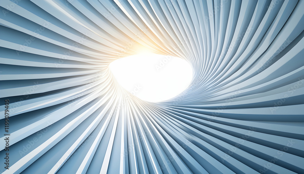 Aufkleber abstract swirling blue lines converge towards a bright light source, creating a dynamic and futurist