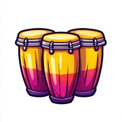 Vibrant Yellow and Pink Conga Drums Set Latin Percussion Musical Instruments