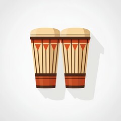 Pair of Decorative Conga Drums African Rhythmic Percussion Instruments Musical Design