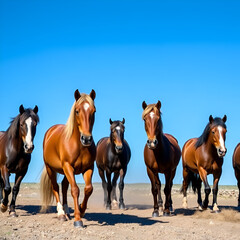 Obraz premium horses on the beach