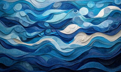 Endless blue waters with wavy patterns creating a hypnotic effect, fluidity, texture