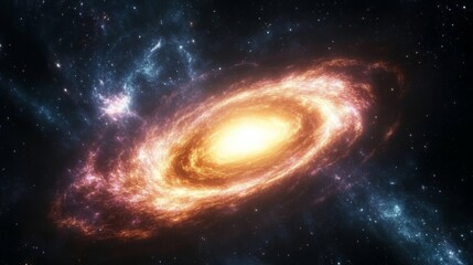 Obraz premium Explore the Mystical Depths of a Glowing Spiral Galaxy Illuminating the Expansive Cosmos with Celestial Beauty and Stellar Phenomena