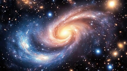 Mesmerizing Spiral Galaxy Swirls in the Vast Cosmos Illuminating the Universe with Radiant Celestial Light and Infinite Galactic Wonders