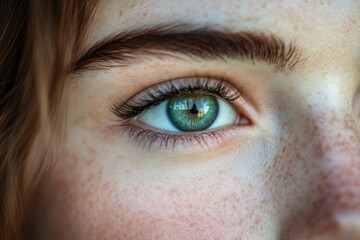 Obraz premium Close-up of a person's eye showcasing vibrant colors and detailed features