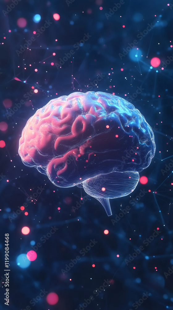 Aufkleber digital neural network glowing with interconnected particles, representing advanced ai learning and 