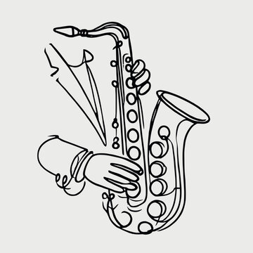 line art saxophone playing clip art preview