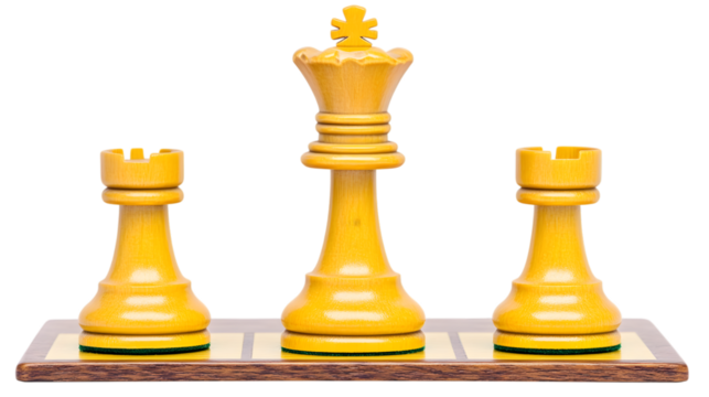 A classic chessboard with a single king piece positioned in the center of a transparent background, representing strategy and intellect 