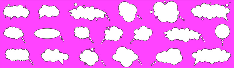 Set playful Speech Bubble vector element. Blank Chat Talk clouds collection. Perfect comic social media message Frame. EPS 10