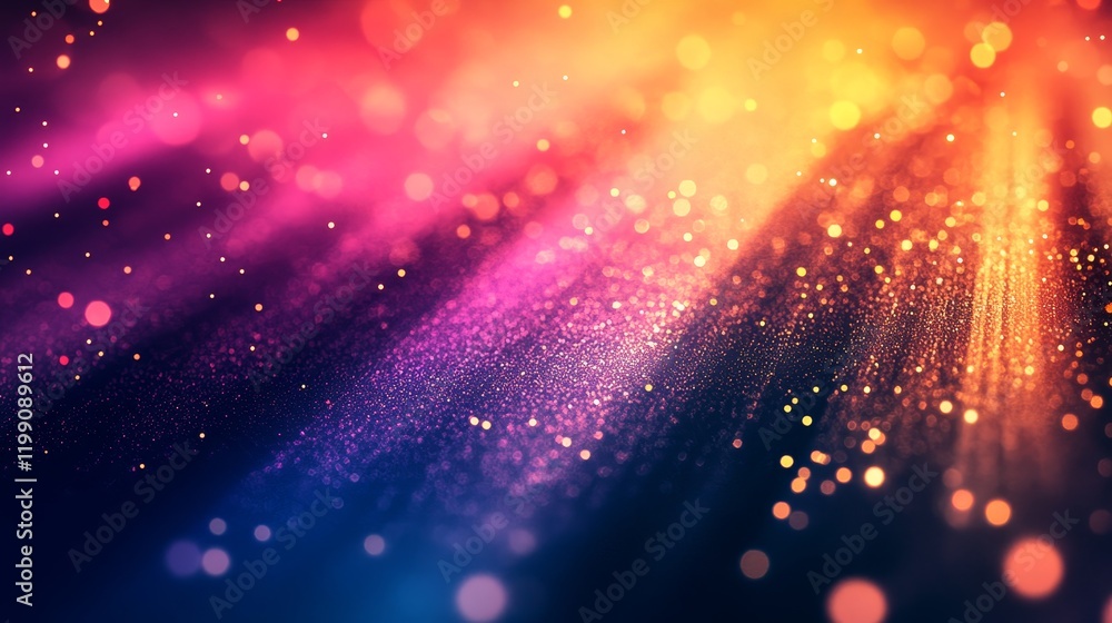 Poster abstract colorful background with bokeh and sparkles.