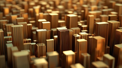 Fototapeta premium Economic Growth concept. Futuristic Cityscape with Converging Golden Pathways