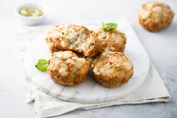 Homemade cheese muffins with herbs