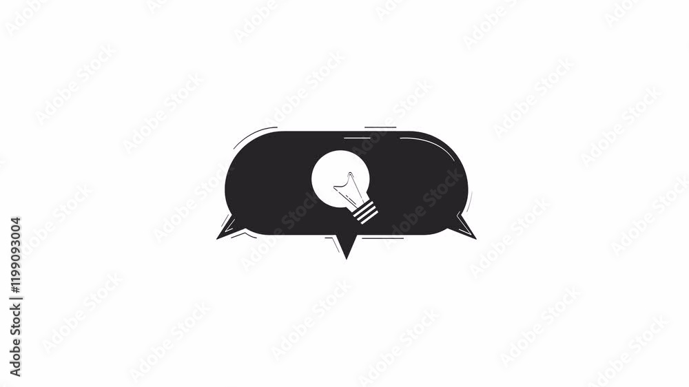 Poster light bulb enclosed within speech bubble outline hand drawn 2d object animation. creativity, innovat