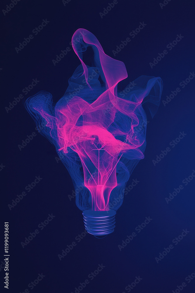 Poster mesmerizing neon light bulb illustrating abstract concepts of innovation and creativity in a futuris